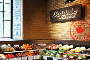 vegetable display in Organic Garage grocery store