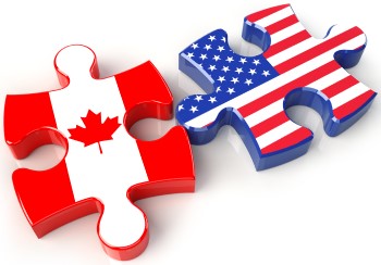 abstract idea of canada and us cross border shopping issue